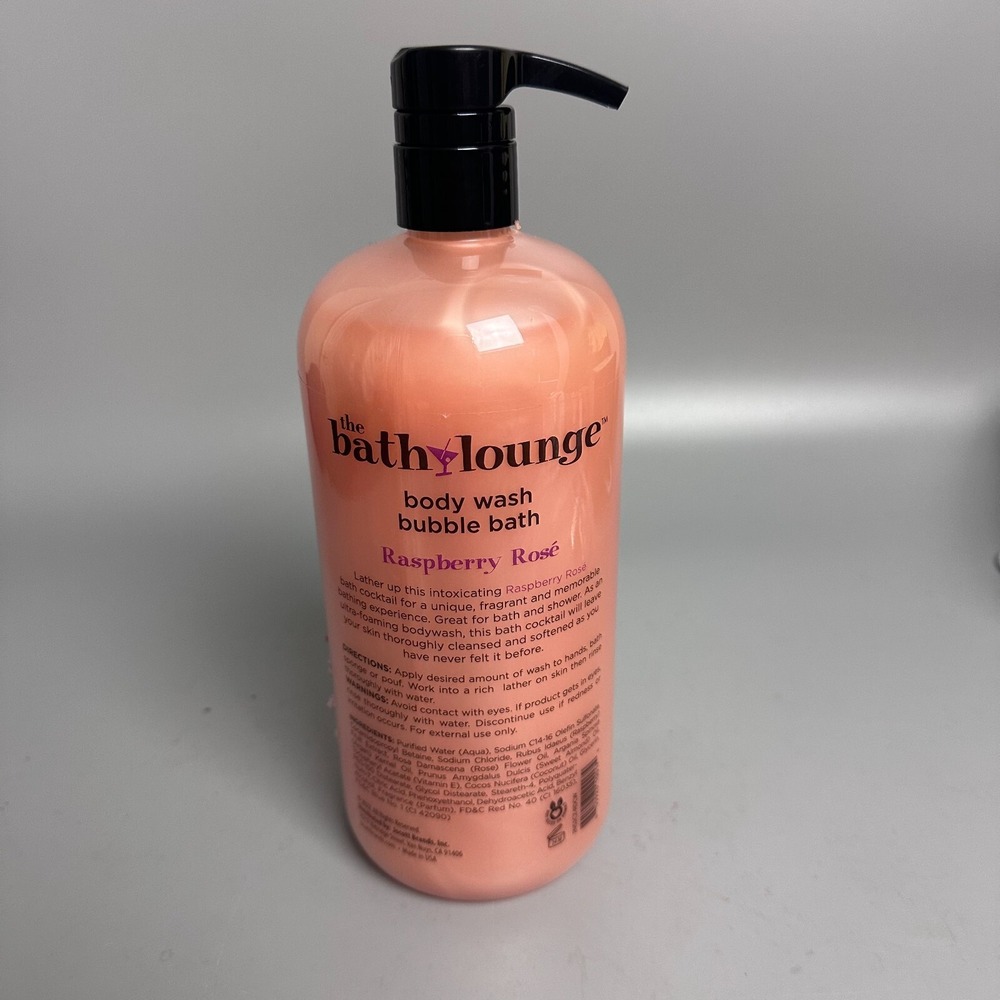 The Bath Lounge Raspberry Rose Body Wash Bubble Bath 32 fl oz Pump Bottle